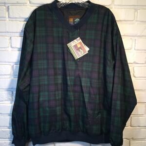 Forrester’s Outerwear Vintage Plaid V-Neck Pullover Windbreaker Green Size L
